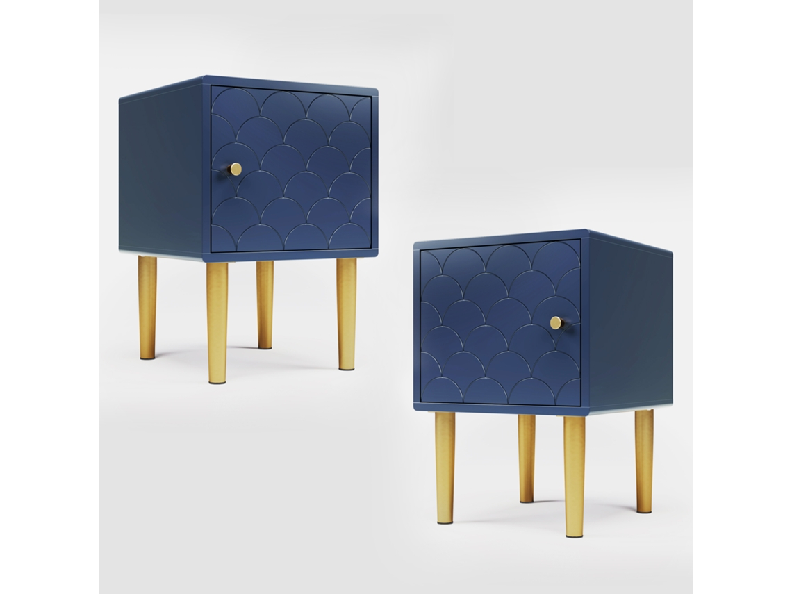 Novo Conjunto De 2 Mesas De Cabeceira, Mesas De Apoio, Azul Marinho, Mesas De Sofá Adequadas Para Qualquer Cama E Quarto A50/l35/p35 Cm BAGOLY
