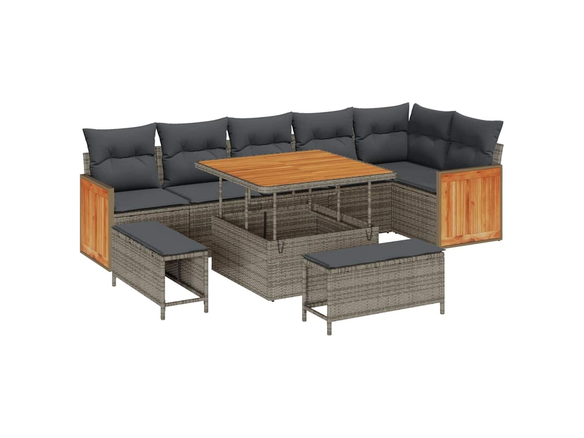 Maison Exclusive - Conjunto De Sofá De Jardim Com Almofada 9 Pcs Cinzeto