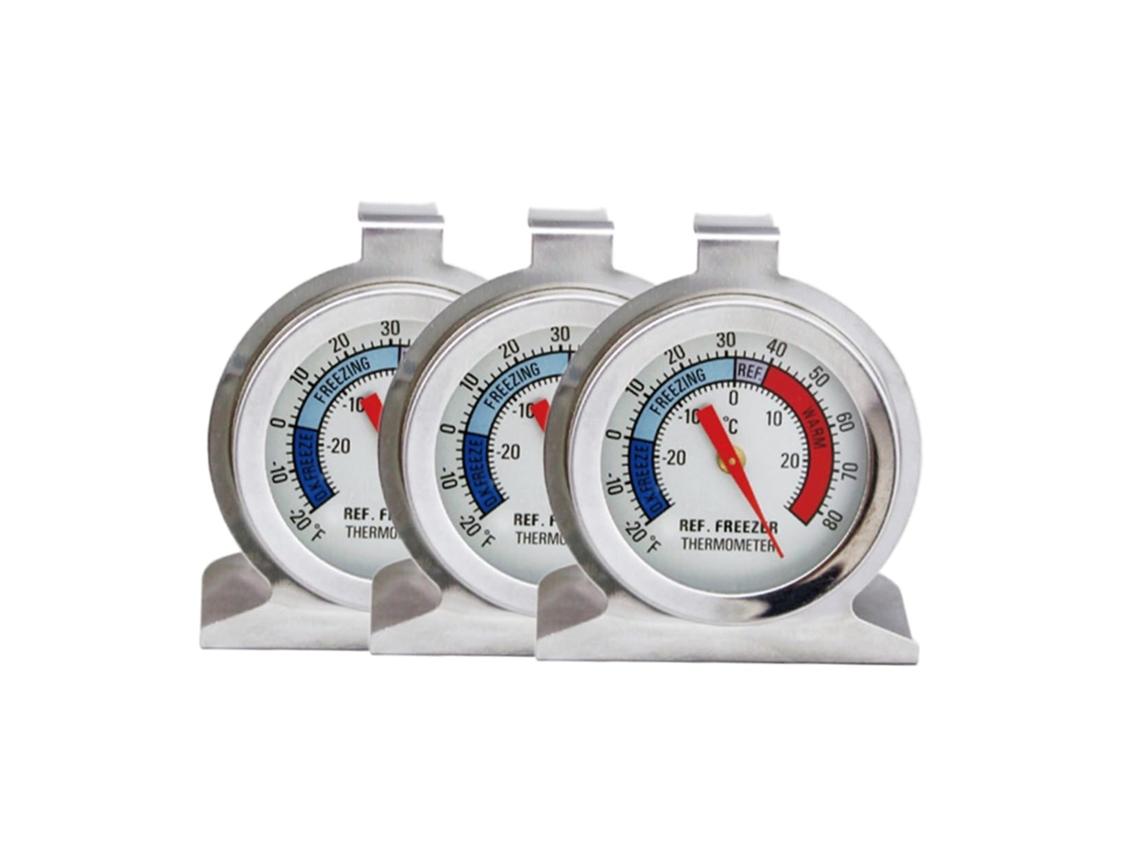 Lurelia Termómetro Analógico, 4 Peças, Para Frigorífico E Congelador, Visor Fácil Leitura, Aço Inoxidável