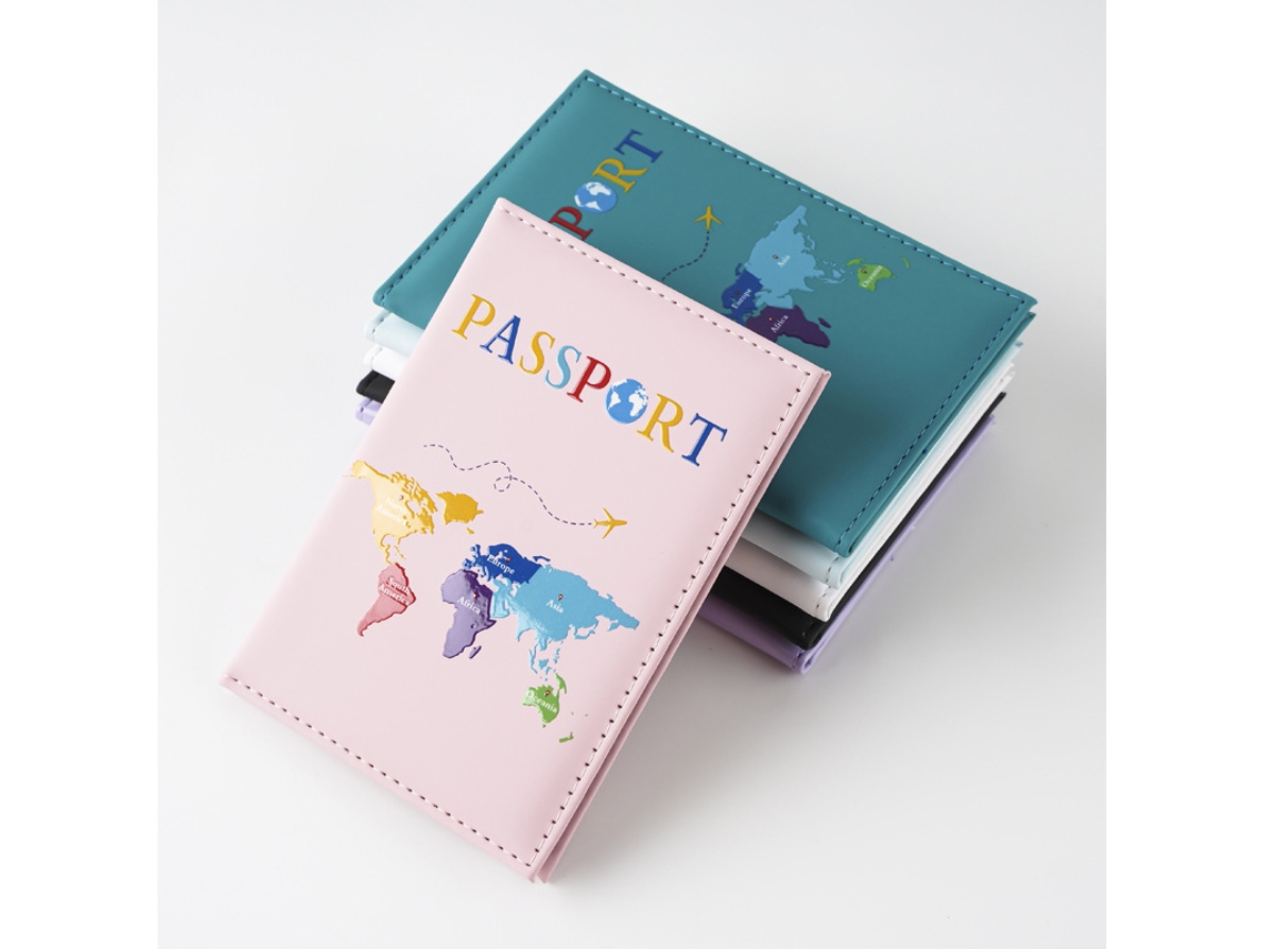 Porta-passaporte Com Mapa, Múndi, Organizador De Documentos Viagem E Porta, Cartões Branco