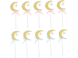 Conjunto De 20 Decorações De Papel Para Cupcakes Com Estrelas E Luas Em Formato De Laço