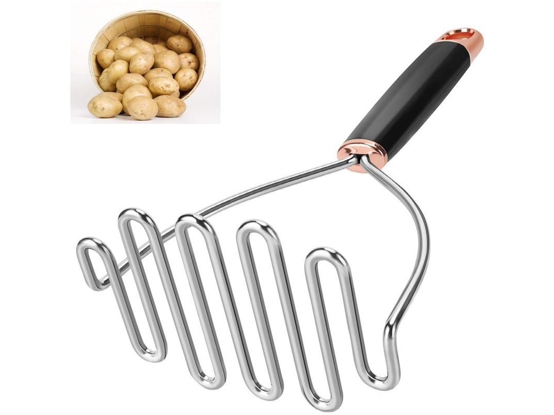 Amassador de Batatas Linjou 2026, em Aço Inoxidável Resistente, Utensílio de Cozinha Multifuncional (Dourado)