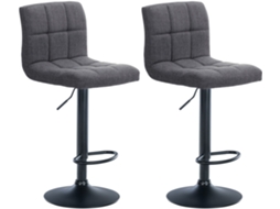 Conjunto de 2 banquetas de bar em estilo contemporâneo, revestidas em tecido acolchoado cinza claro com estrutura de metal preto 10_0006722