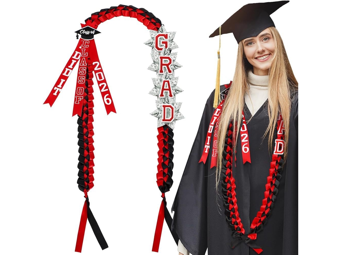 Colar Com Coroa De Flores Para Formatura, Turma De 2026, 160 Cm, Coroa De Flores Trançada Vermelha Siurn