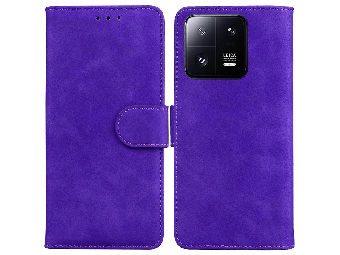 Capa De Celular Flip Em Couro Sintético Com Toque Suave E Cor Pura Para Xiaomi 13 Pro 5g