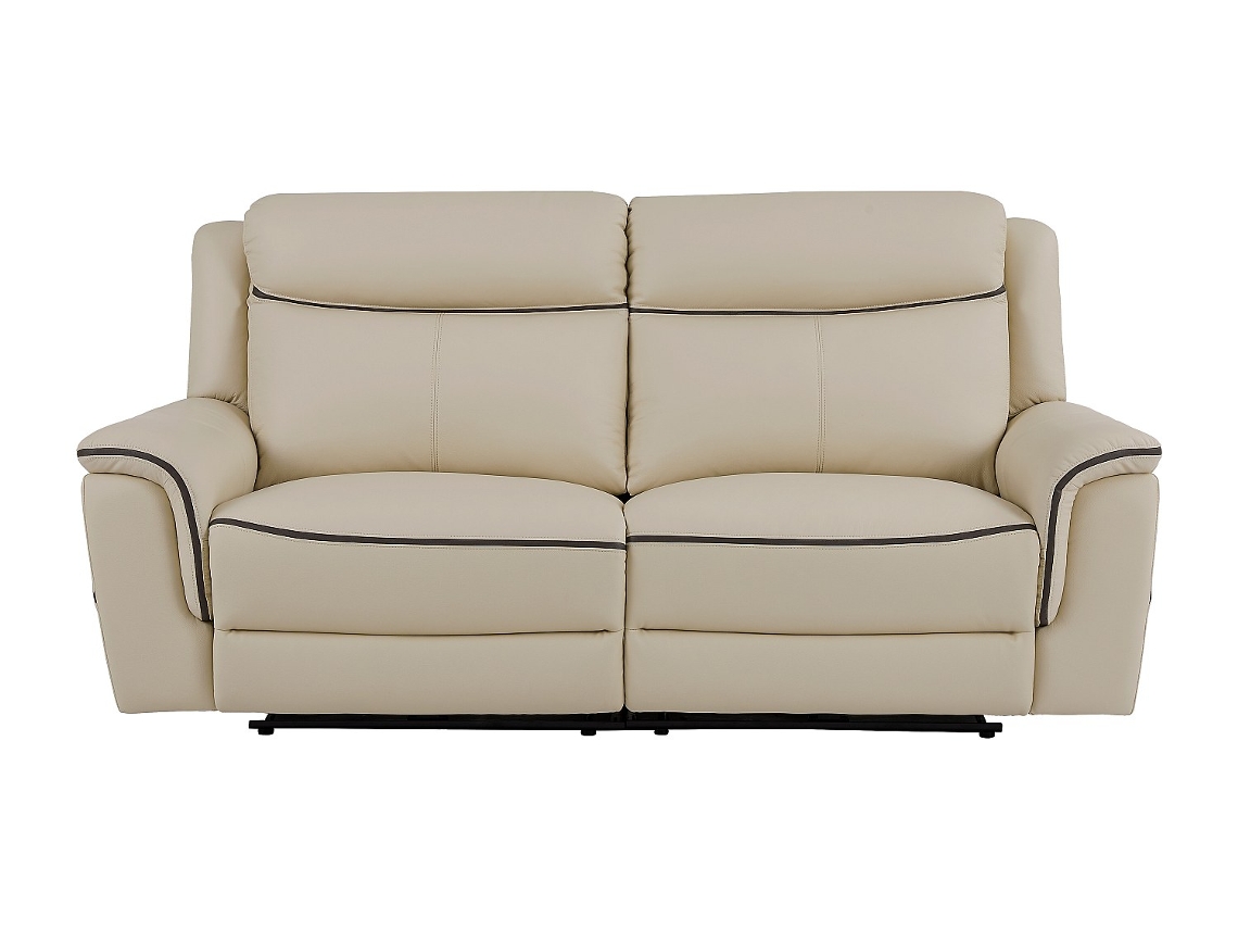 Sofá de 3 lugares elétrico de couro bege Adelio VENTE-UNIQUE.PT (102 x 210 x 95 cm)
