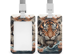 Clipe Crachá, Porta-crachá Fofo com estampa de tigre em estilo chinês e cordão, porta-cartão de identificação