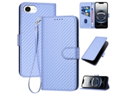 Capa De Couro Para Iphone 16e - Fivela Em Fibra De Carbono - Com Cordão