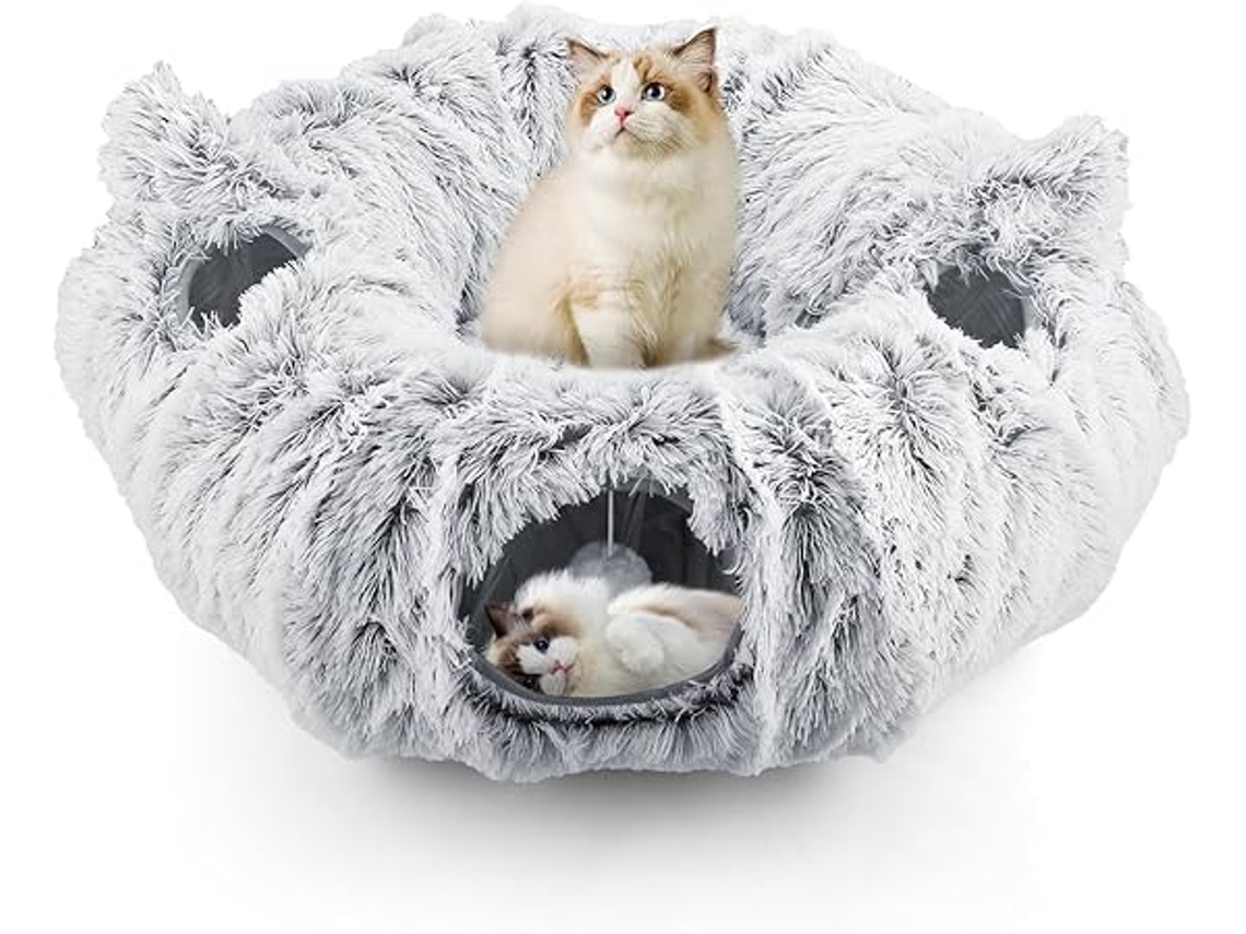 Túnel para Gatos Cesto Macio com Colchão Acolchoado de Brincar Casinha Ninho, Ergonômico, Uso Diário STELASPLEN