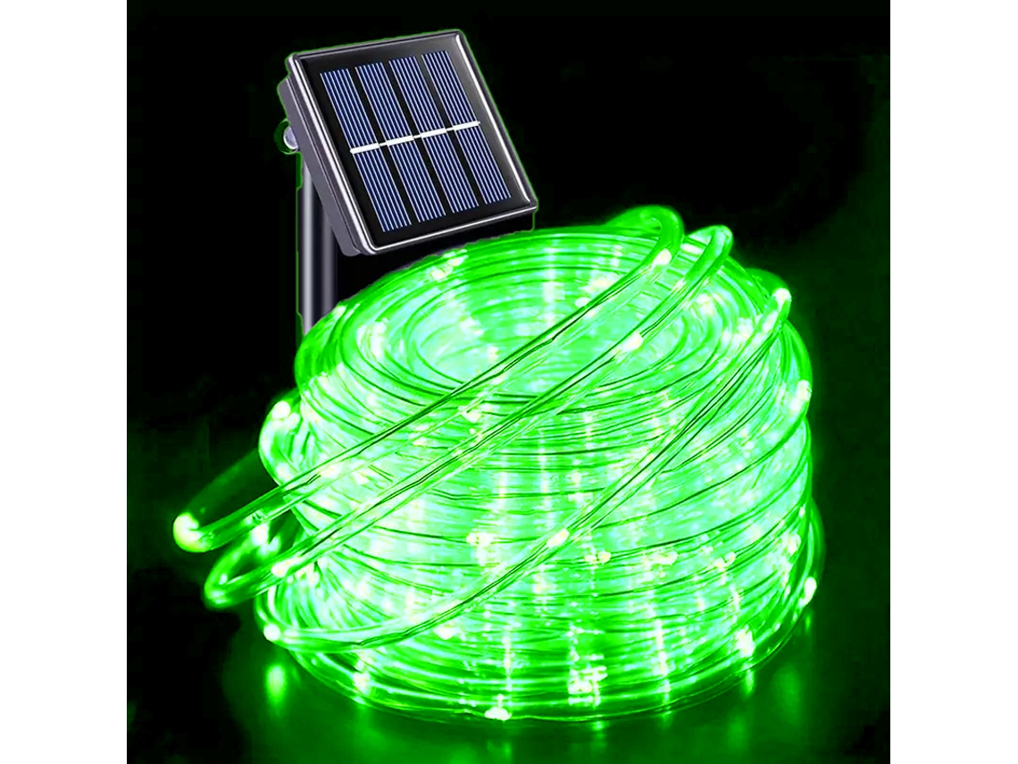 Cordão de Luzes Led Solares À Prova D'água para Uso Externo, 8 Modos. MDUG (verde, 12m, 100 Leds)