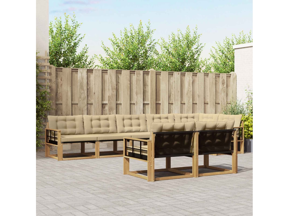 Vidaxl Conjunto De Sofás Para Exterior 8 Pcs Branco E Bege