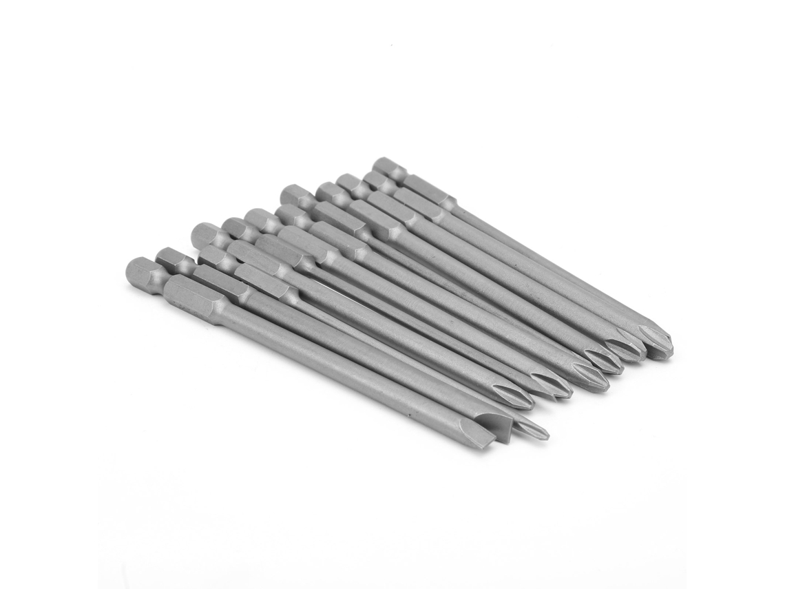 Kit De Bits De Parafusadeira 12 Peças Slot E Cruz Aço Cromo Vanádio 100mm Para Ferramentas Elétricas