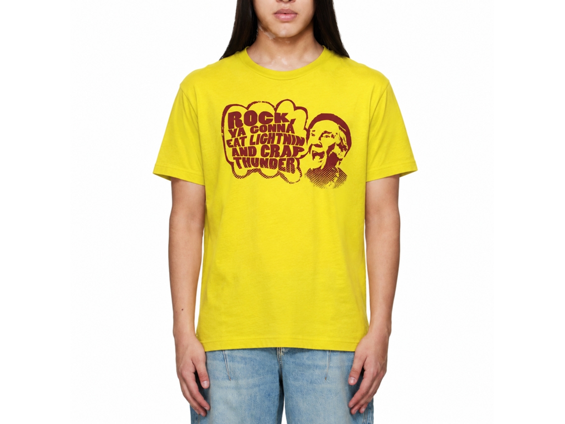 Rockinstone Rocky Movie Eat Lightning Solid Yellow Adult T-shirt Size:s