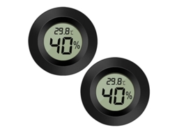 2 Pack Termômetro Higrômetro Digital Lcd, Medidor De Umidade E Temperatura Para Interior E Exterior, Preto