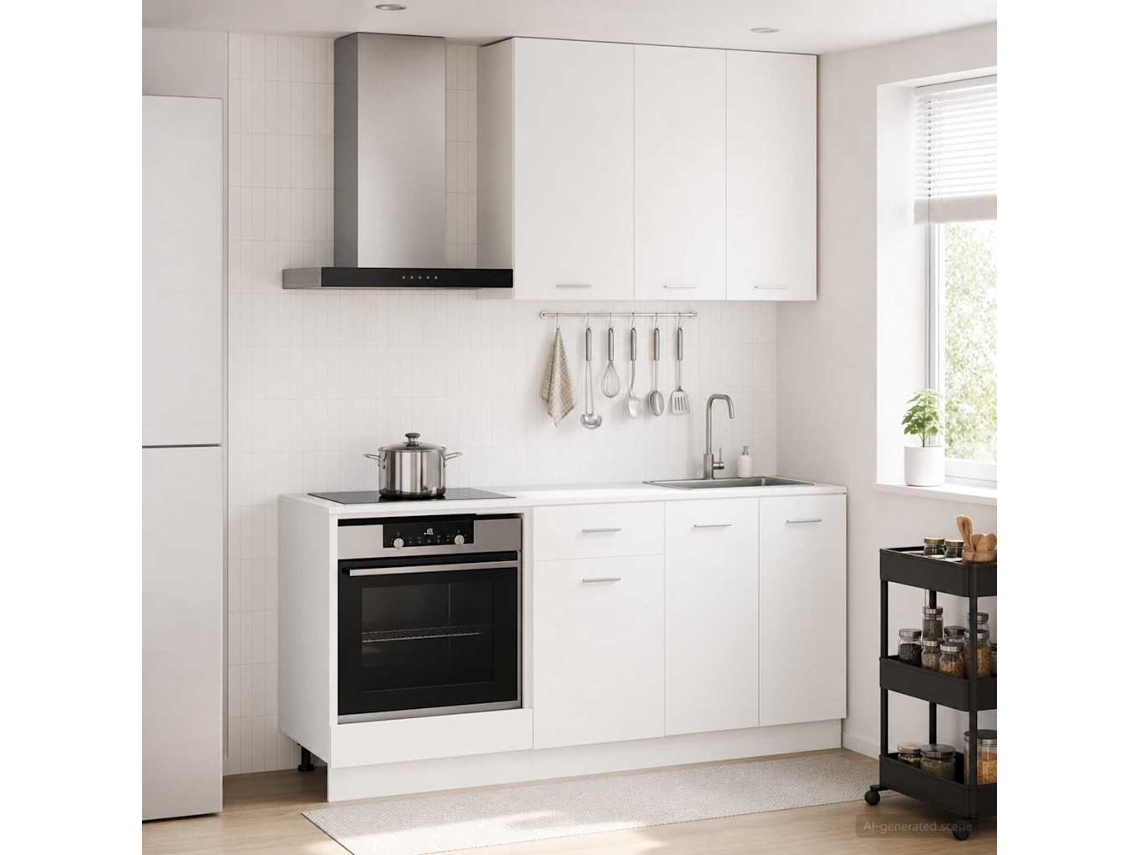 Vidaxl Unidade De Cozinha Lyon 5 Unid. Branco Derivados De Madeira