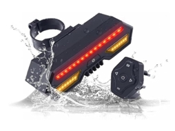 Luz Traseira Bicicleta Controle Remoto Sinal Direção Usb Recarregavel Preta Yizhood