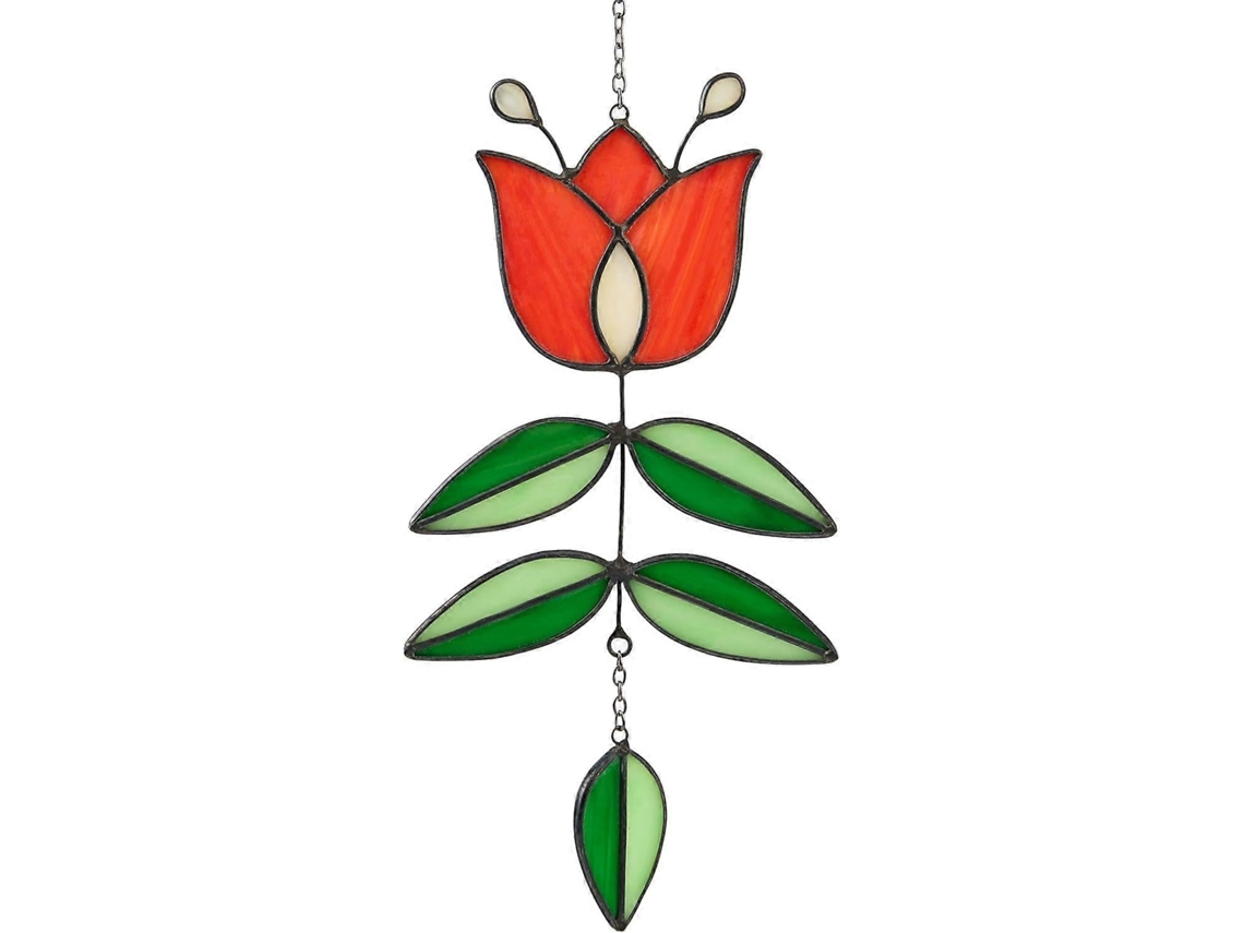 Pingente de Vitral em Forma Flor, Apanhador de Sol em Forma Tulipa, Vitral Moderno com Design Folclórico, Decoração de Parede Exclusiva BRILVIBERA