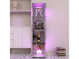 Vitrine De Vidro Temperado Independente Com Led E Fechadura, 4 Níveis Para Coleções Sala De Estar, Branca,164 Cm×42.5 Cm×36.5cm