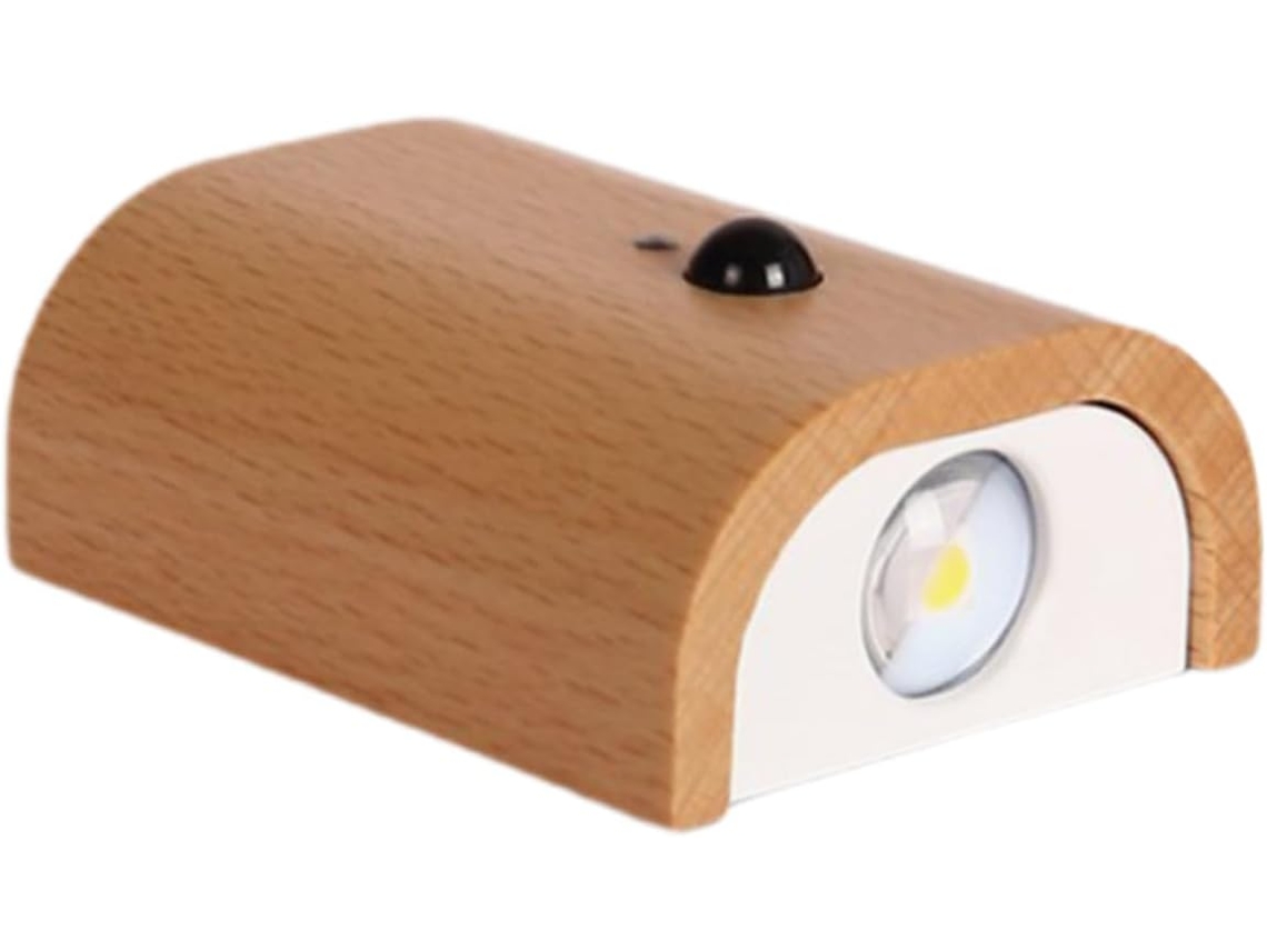 Luminária De Parede Led Madeira Com Sensor Movimento.