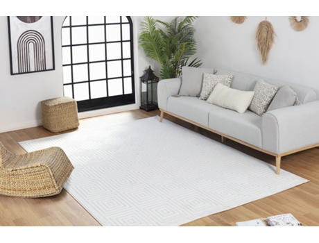 Tapete Relevo Exterior e Interior Terraço Varanda Cozinha 160X213 Cm Branco SURYA
