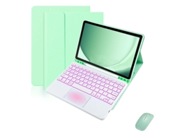 Capa De Couro Teclado Retroiluminado Sensível Ao Toque Branco Com Formato Quadrado Mouse Verde Claro, Samsung Tab S9feplus De 12,4 Polegadas Yunzii