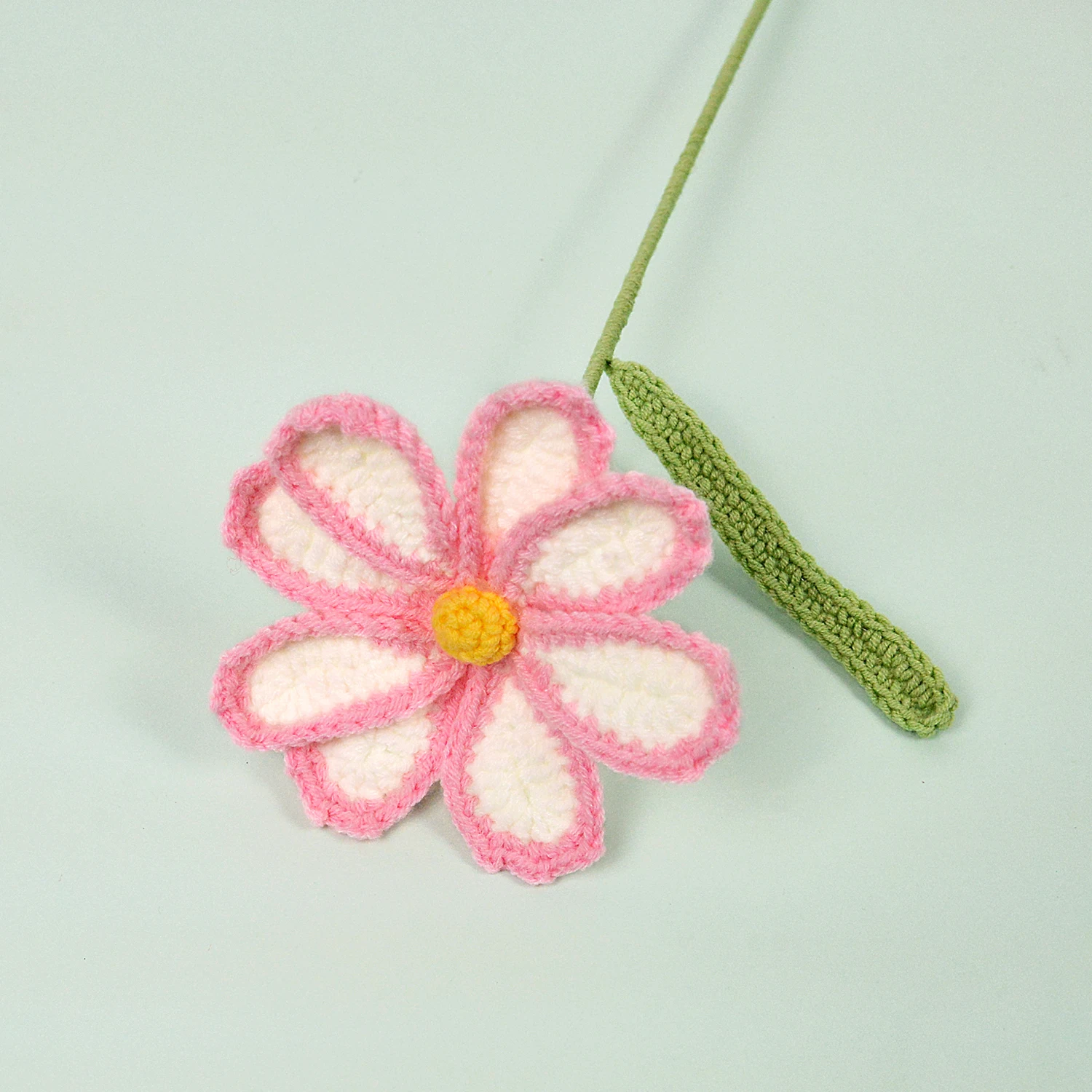 (branco E Rosa - 1 Peça) Ramo De Flores De Crochê, Flor Tricotada Em Crochê, Ideal Para Entusiastas De Trabalhos Manuais, Um Presente Perfeito.