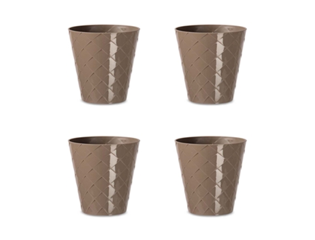 Palmeira Conjunto de 4 Vasos Decorativos Redondos de 13 cm com Textura. cinza ARECA