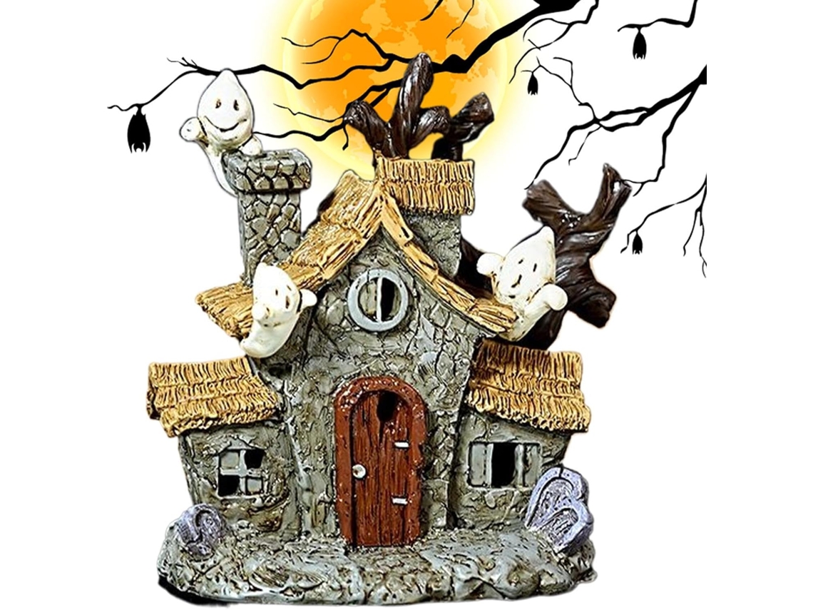 Decoração De Mesa Assustadora Em Resina Com Casinhas De Vila De Halloween |