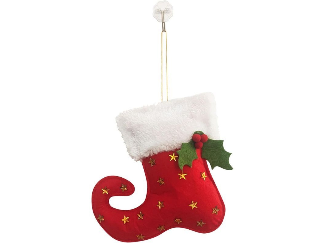 Meias de Natal LINJOU com Punho de Pelúcia Falsa para Decoração Vermelha