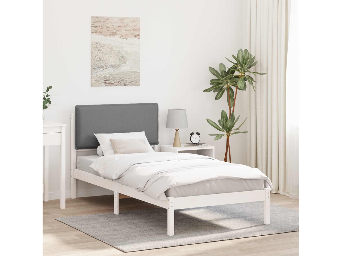 Vidaxl Estrutura De Cama Com Cabeceira Estofada Cinzento-claro