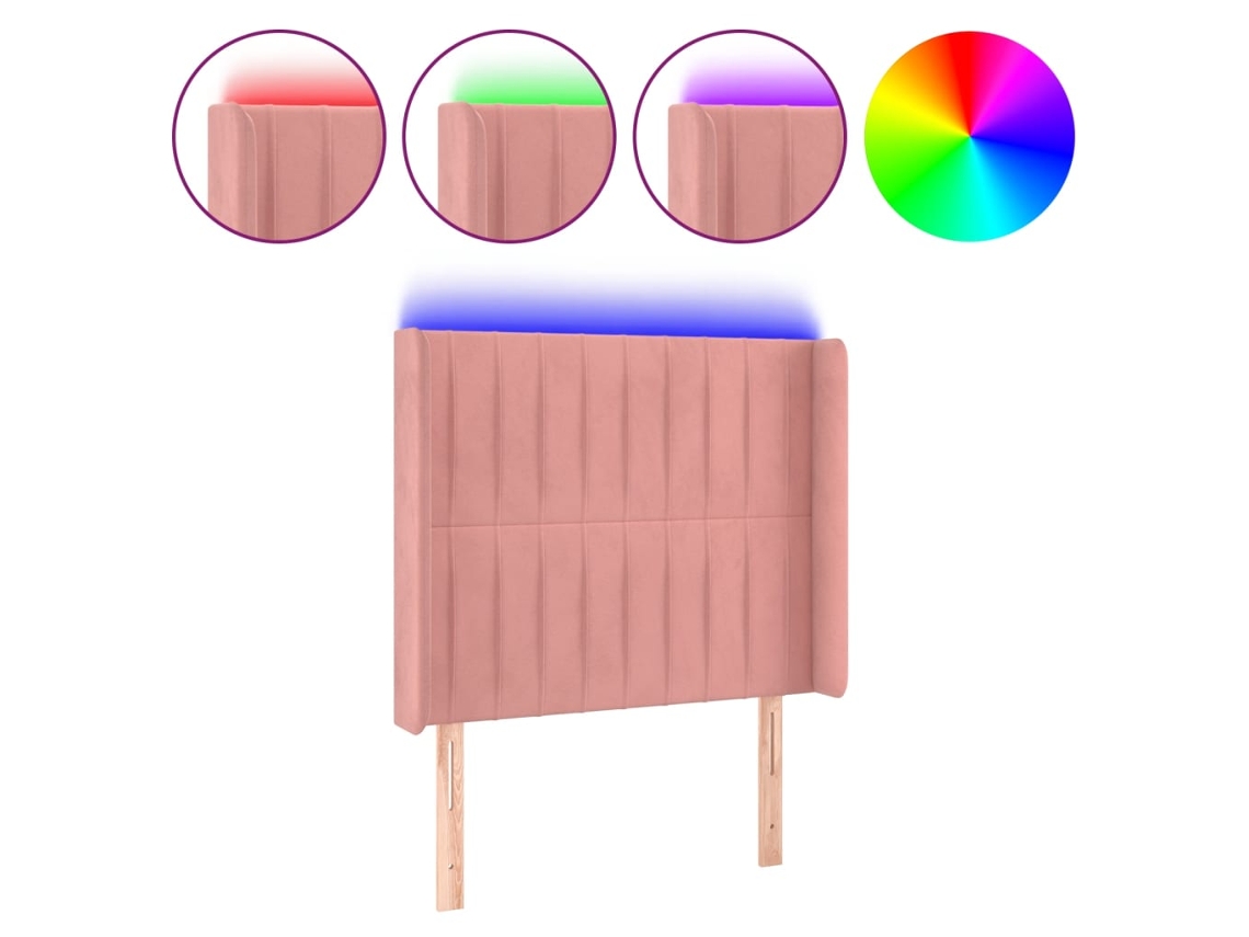 Cabeceira de Cama com Luzes Led Veludo Rosa MAISON EXCLUSIVE (103x16x118 cm)
