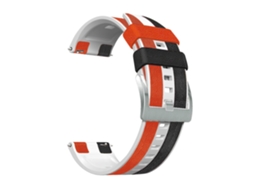 Bracelete para Smartwatch universal de couro de silicone de três cores de 22 mm (preto branco vermelho)