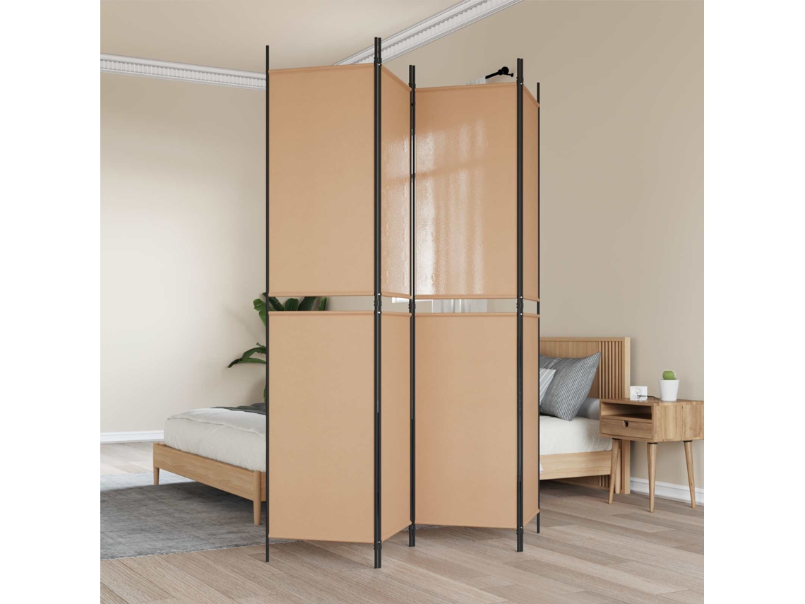 Vidaxl Divisória De Quatro Painéis Bege 200 X 220 Cm Tecido
