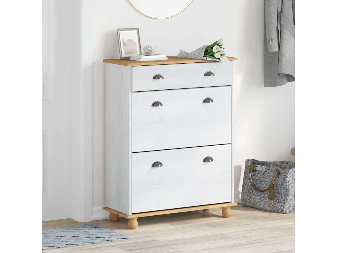 Vidaxl Armário De Sapatos Com Gaveta Askim Branco 85 X 35 X 108 Cm