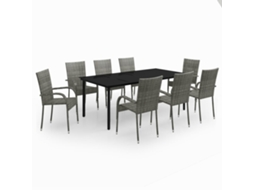 Garden Dining Set, Garden Dining Sets Vidaxl Cinzeto Rattan / Vime (mesa Com 200 Cm De Comprimento)