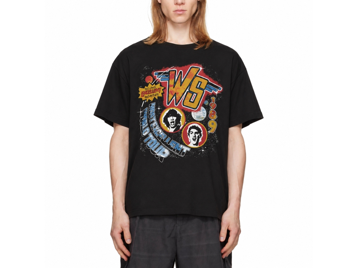 Rockinstone Bill And Ted World Tour Black Adult Shirt Size:s
