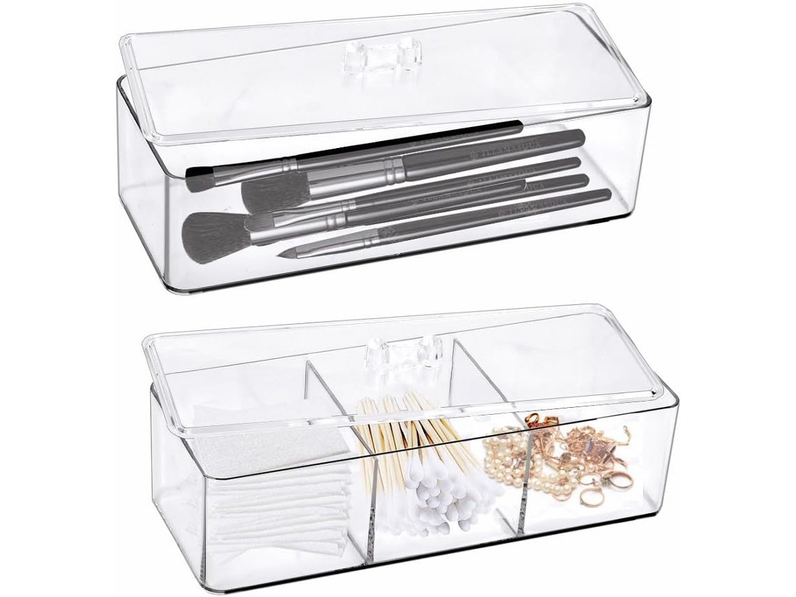 2 Cajas De Almacenamiento De Acrílico Con Tapa - Transparente