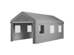 Tenda Garagem 295x600x278 Cm De Exterior Resistente Com 2 Portas Enroláveis E 6 Janelas Cinzento
