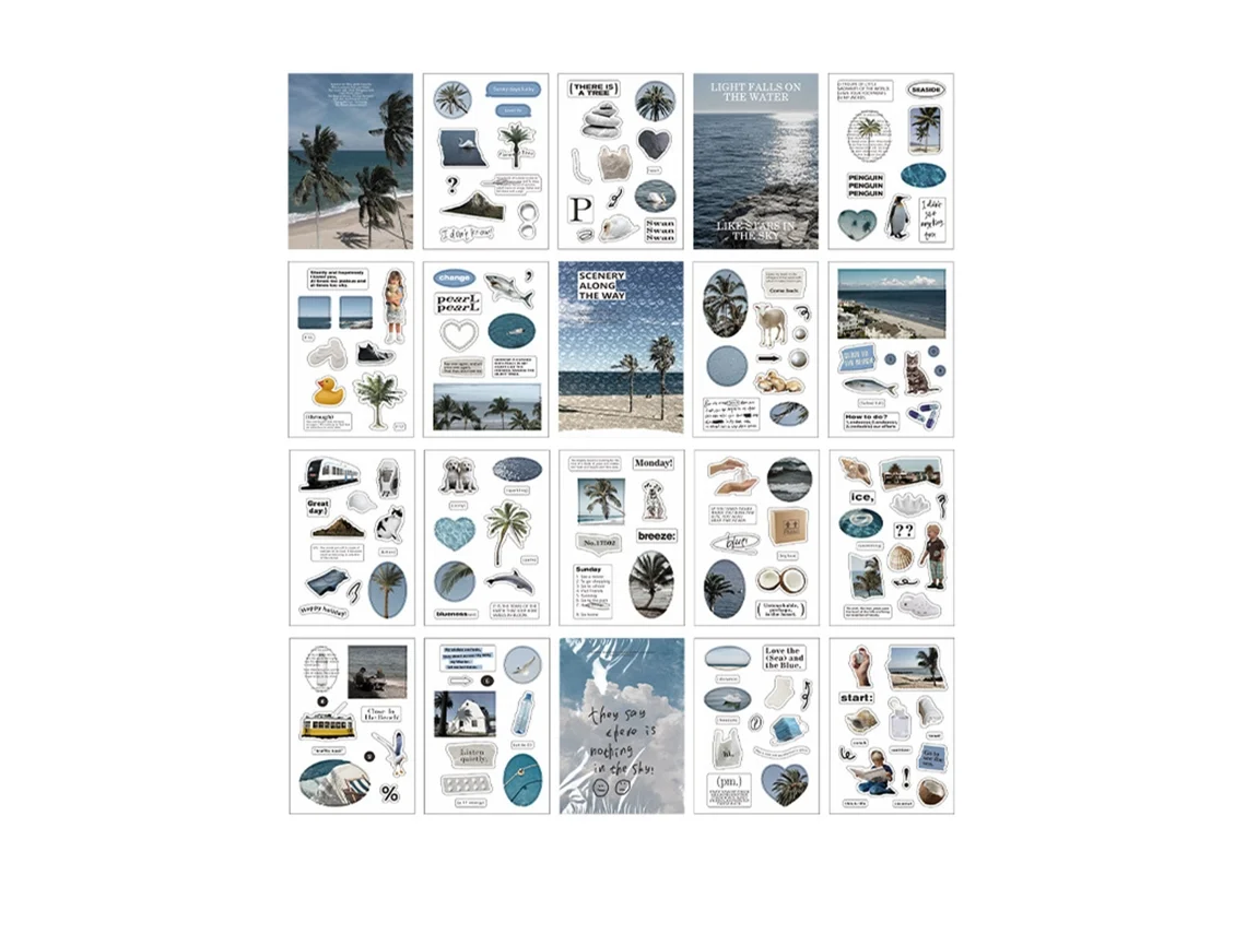 20 Folhas Manual Decoração Tema Adesivos Adesivos Da Moda Adesivos Decorativos Personalizados Suprimentos Para Scrapbooking Litoral