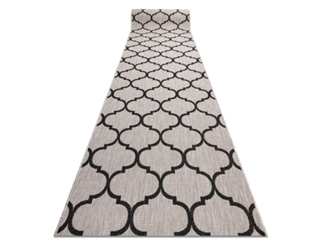 Passadeira DYWANY LUSZCZOW Sizal Floorlux Modelo Treliças Marroquinas Polipropileno Bege (70x660cm)