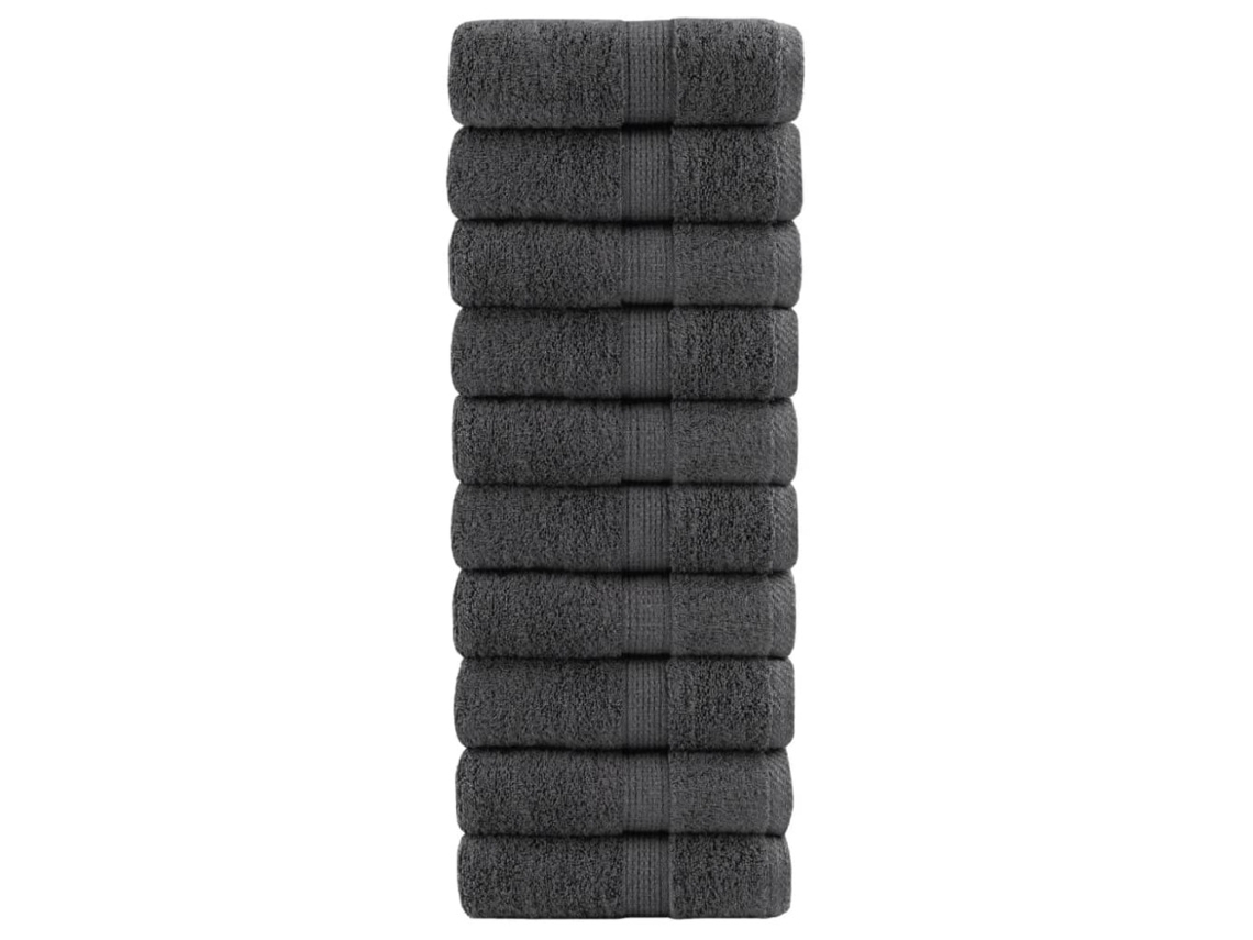 Toalhas de Hóspedes Premium Solund, 10 Unidades, Antracite, 30x50cm, 600gsm BRILVIBERA