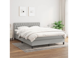 Vidaxl Cama Com Molas/colchão 140x190 Cm Tecido Cinzento-claro