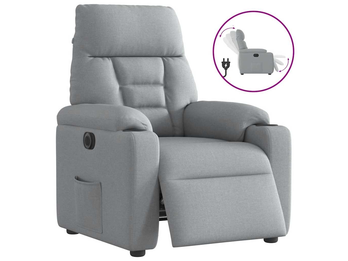 Electric Recliner Chair, Electric Recliner Chairs Vidaxl Cinzeto Tecido