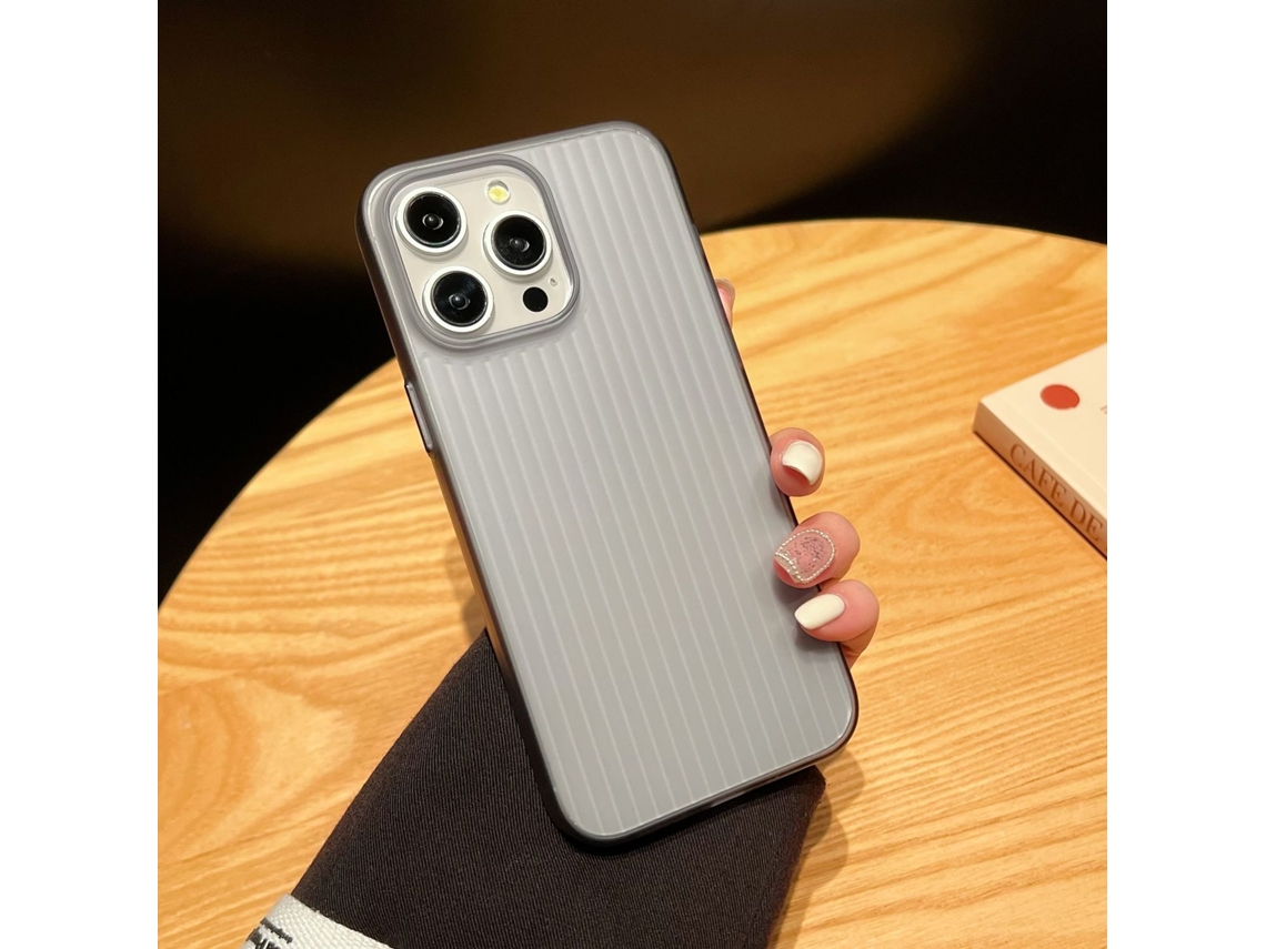 Capa Para Iphone 17 Air, Preta Fosca Transparente Com Listras Onduladas, Estilo Viagem, Rígida, Semitransparente E Fosca.