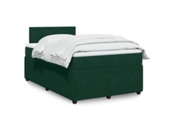 Vidaxl Cama Boxspring com Colchão 120x200 Cm Veludo Verde escuro