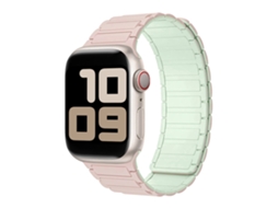 Compatível com Apple Watch Series 11, pulseira magnética industrial de silicone com três fechos e duas peças, rosa Oxford.