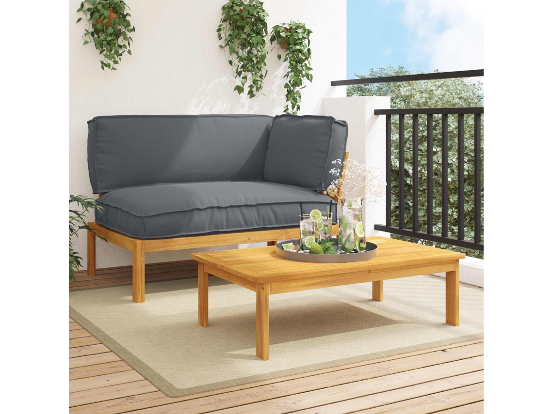 Vidaxl Conjunto De Sofás 2 Unid. Antracite Madeira Sólida De Acácia