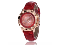 Reloj De Cuarzo Para Mujer Con Correa De Cuero Pu Y Diamantes Brillantes (vermelho)