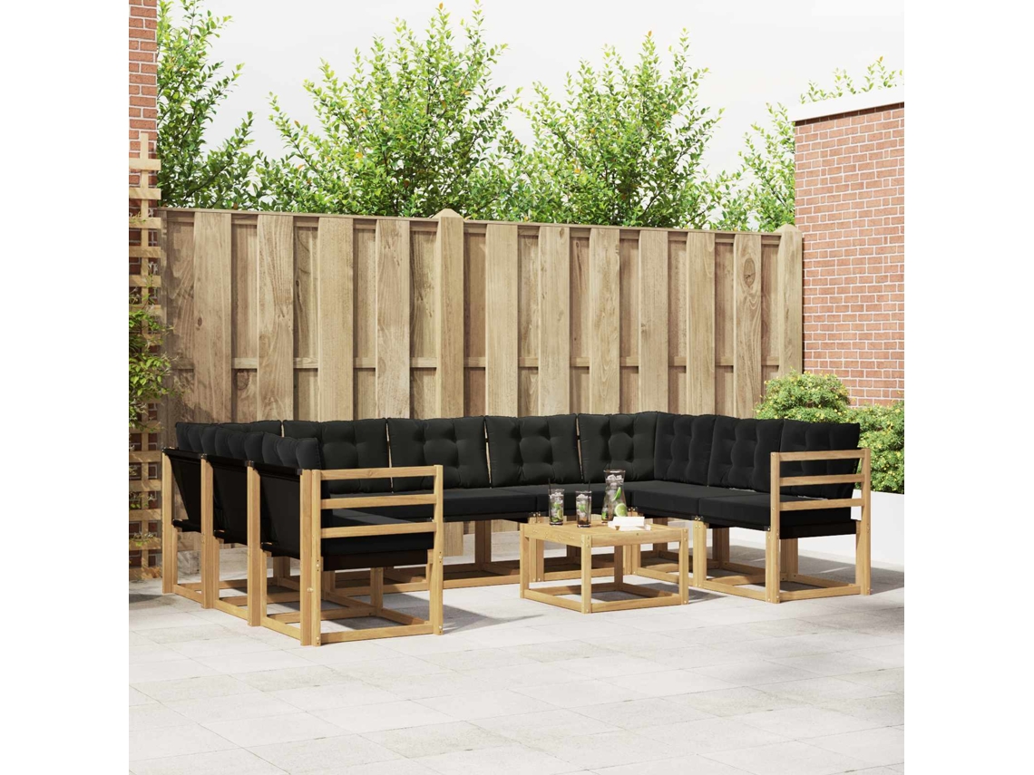 Vidaxl Conjunto De Sofás Para Exterior 10 Unid. Branco E Preto