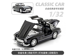 Miniatura de Carro em Escala 1/32, Feita em Metal Fundido, com Portas Que Abrem, Luzes e Música um Carrinho de Brinquedo Infantil. MDUG